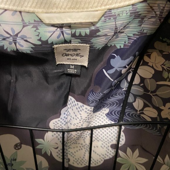 Cream Coloured Structured Jacket with Blue Floral Lining Size M EUC - Picture 3 of 16